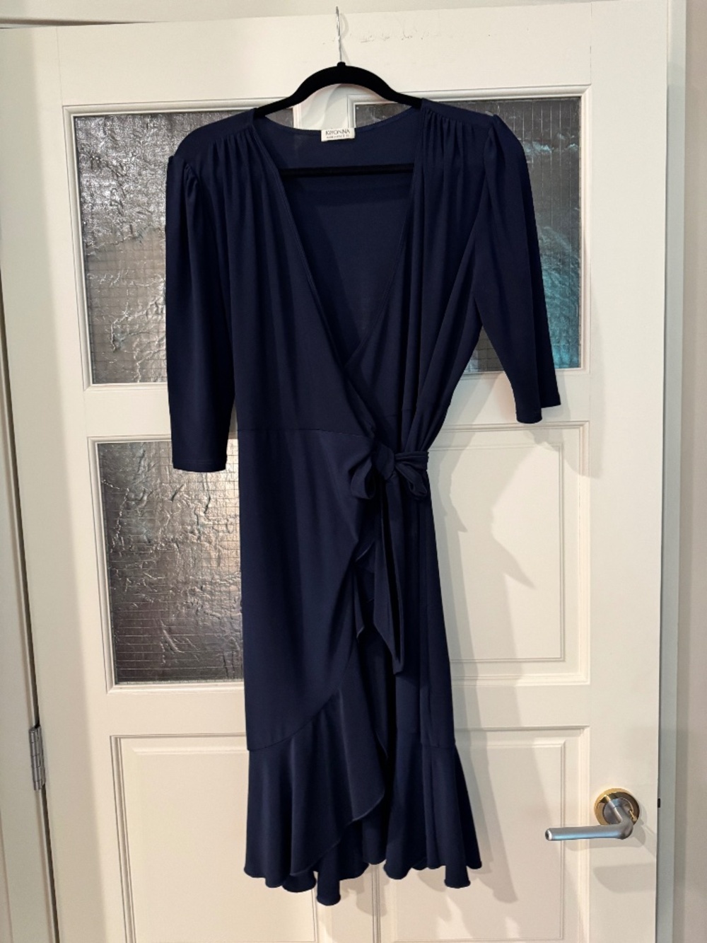 Kiyonna "Whimsy" Ruffled Midi Wrap Dress, size XL, Navy Blue. Never worn NWOT